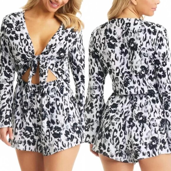 BAR III Spot Garden Knot Front Romper NWT Sz XL - Picture 3 of 9